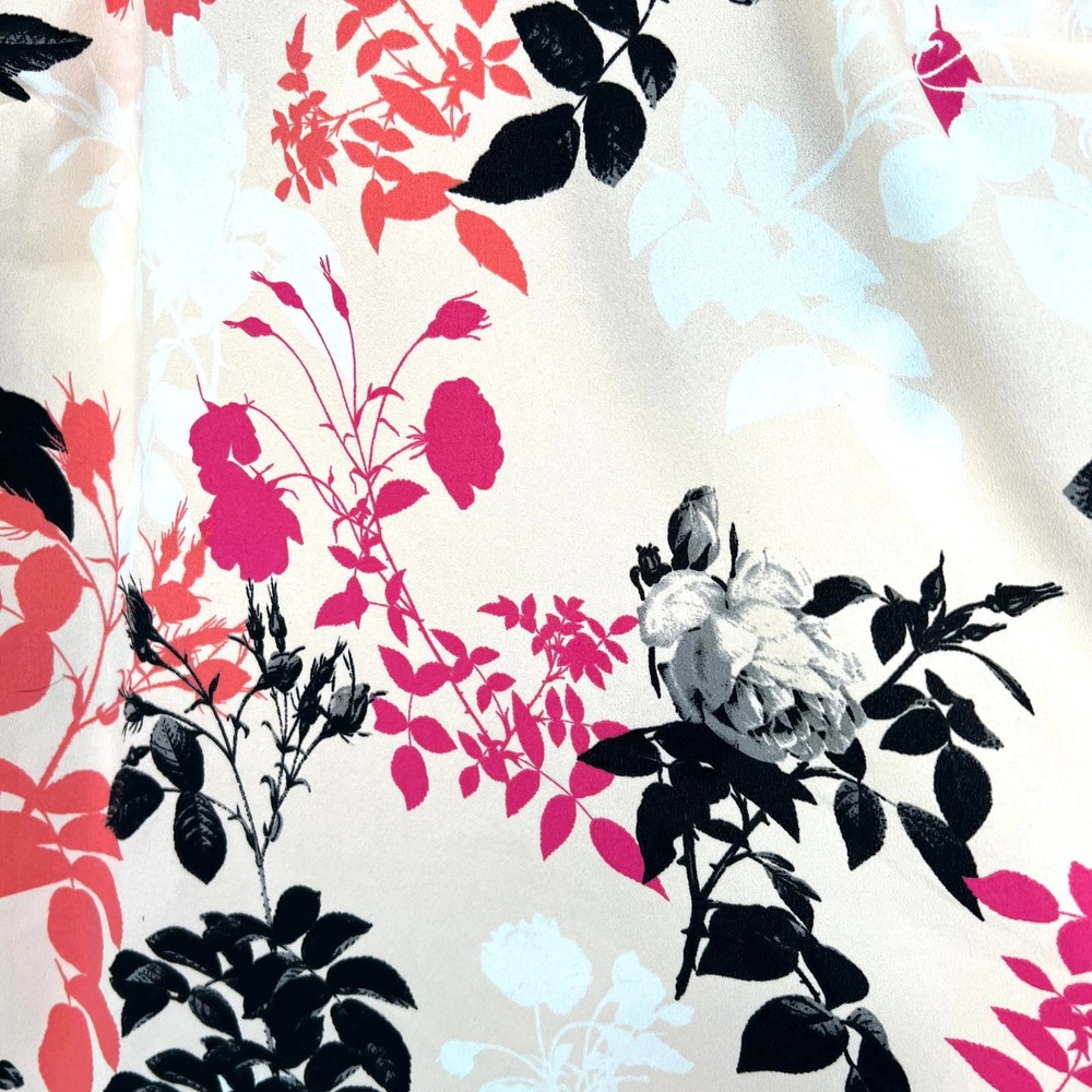 Talbots Petites Sz 10P Black Pink Floral Blouse Shirt Top Short Sleeve Business - Picture 6 of 8